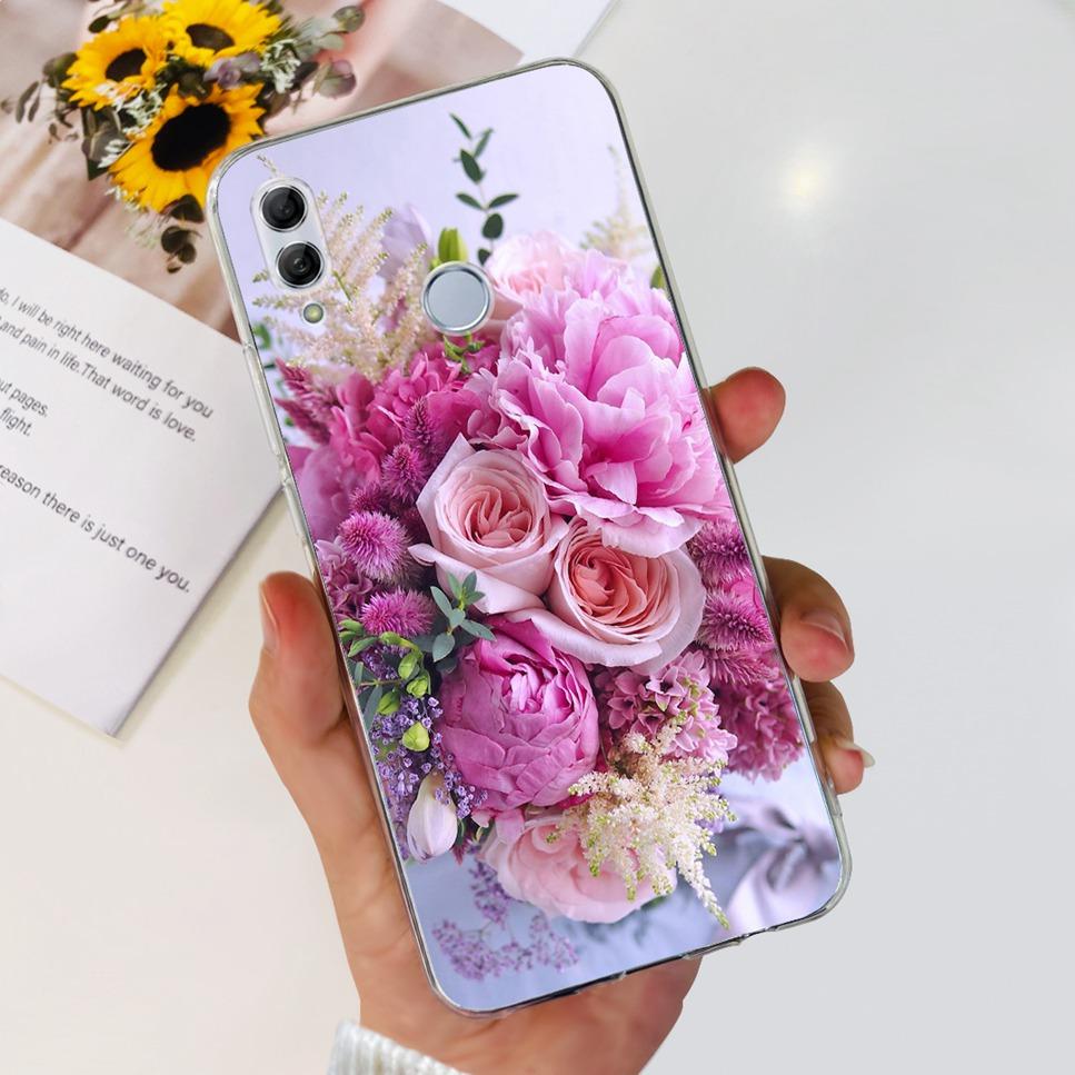 Чехол для Honor 10 Lite HRY-LX1 Роскошный Цветок Любовь Мягкий ТПУ Силикон Прозрачная Крышка Для Huawei Honor 10Lite 6.21" Чехол для Телефона Fundas