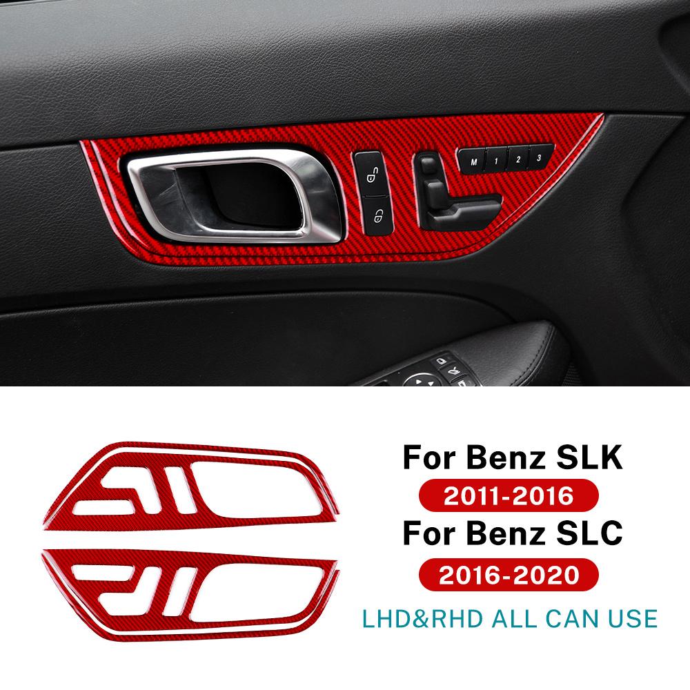 Real Soft Carbon Fiber Trim Sticker For Mercedes Benz SLK R172 2011-2014 2015 2016 SLC 2016- Car Inner Door Handle Frame
