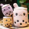 Bubble Tea Двусторонняя плюшевая мягкая милая еда Молочный чай Мягкая Обнимашка День Рождения Рождество Молочный чай Чашка Плюшевая игрушка для отправки в подарок на праздник