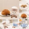 Чайник Чашка Кофе Багет Булочка с корицей Багет Плюшевые игрушки Короткий плюш Дети