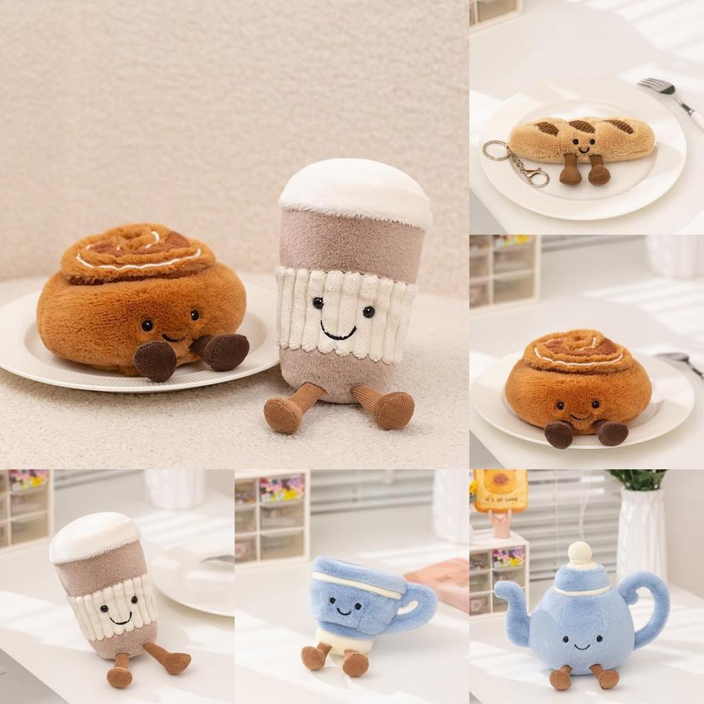 Чайник Чашка Кофе Багет Булочка с корицей Багет Плюшевые игрушки Короткий плюш Дети