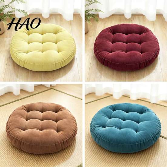 Breathable Meditation Mat for Yoga Round Corduroy Chair Cushion, 16.5 Inch Ultra Soft Seat Pad, Ergonomic Support Long Sitting Washable Cushion Floor