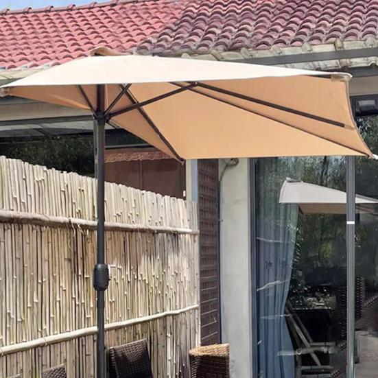 270CM Half Umbrella Replacement Canopy UV Protection Outdoor Garden Patio Backyard Parasol Market Table Top Umbrella Replacement Fabric Cloth Cover