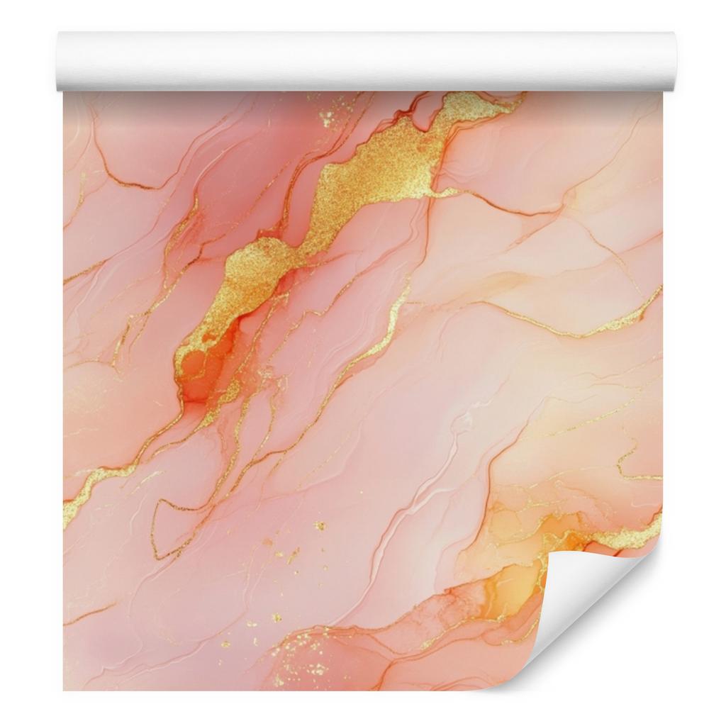 Cream, coral and peach ink wallpaper for living room and bedroom 50x1000