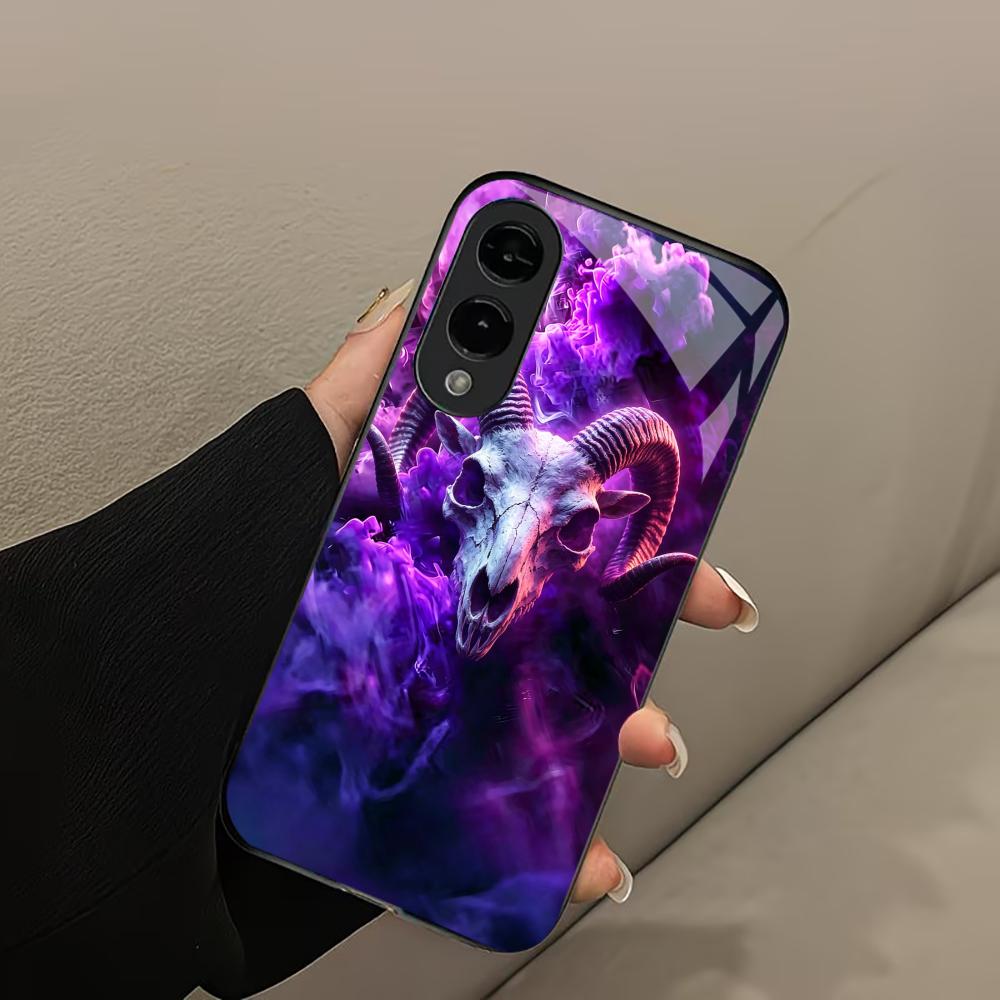 Чехол Purple Smoke Goat Skull для Samsung Galaxy S26 Ultra, S25 Ultra, Чехол для телефона, Стекло для Samsung Galaxy S26, S25, S24, S23, S22 FE, Ultra, Plus