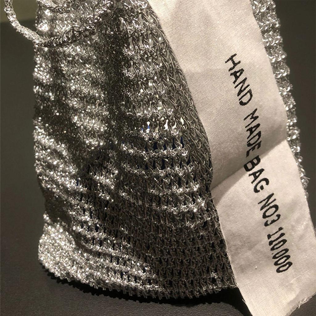 200g/Roll Metallic Crochet Thread Sparkling Silver Polyester Yarn for Knitting Weaving Making Bag Keychain Charm