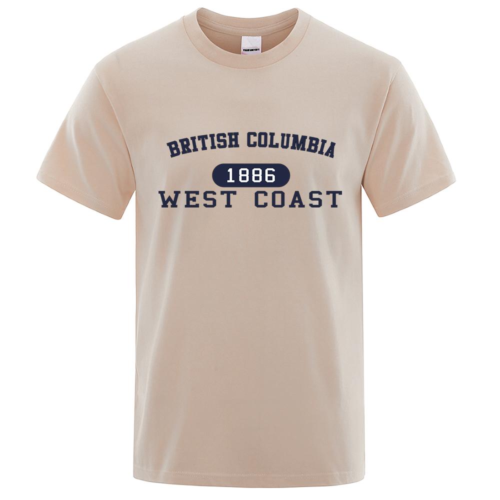 Британская Колумбия 1886 West Coast Letter Футболка Мужская Женская Модная Одежда Футболка Хлопок Короткий Рукав
