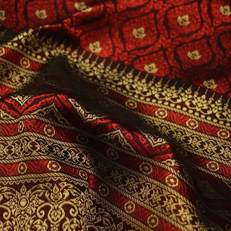 50X100Cm Dai Thai Ethnic Traditional Costume Fabric Southeast Asia Brocade Woven Straight Skirt Sew Diy Fabric Skirt Tube Dress