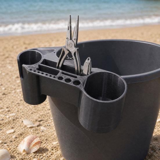 Fishing Rod Holder, Rack with Multiple Rod Slots And Tool Storage, Durable Outdoor Bucket Bracket, for Beach And Boat Fishing Organizer