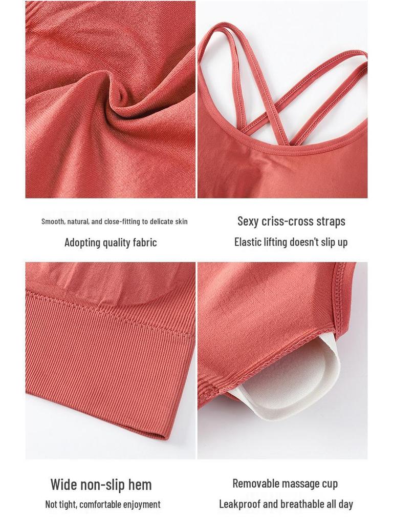 Plus Size Ribbed Strappy Sports Bra - Shockproof, Comfortable & Thin for Women’s Fitness