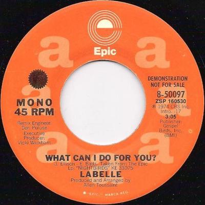 7-дюймовая пластинка LABELLE What Can I Do For You 850097PROMO Epic 1975 США SoulFunk Б/у