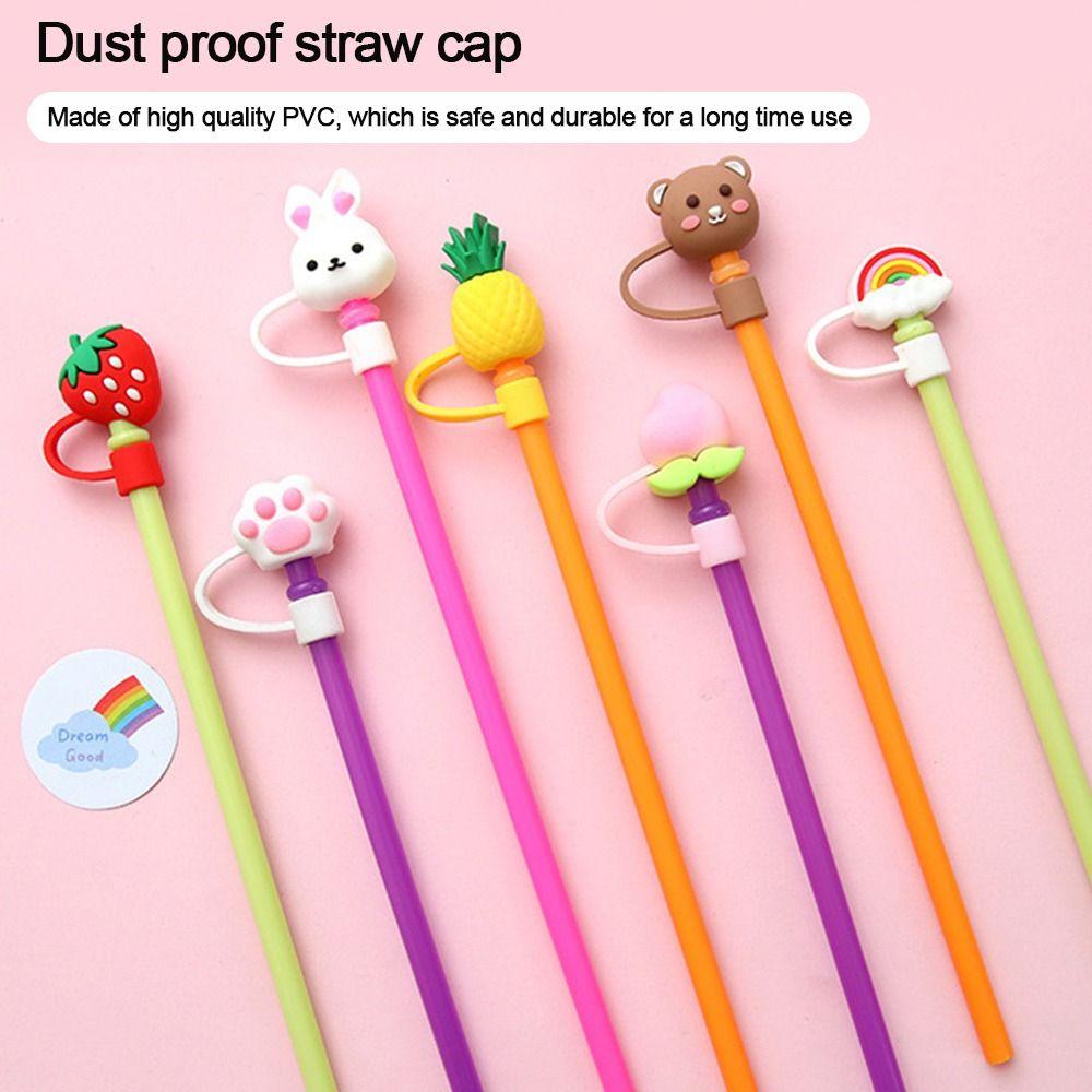 Airtight Silicone Straw Plug Cup Accessories Plugs Tips Cover Cartoon Straw Tips Outdoor