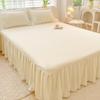 Princess Style Pure Cotton Lace Bed Skirt Set - 3 Piece Non-Slip Washed Cotton for All Seasons