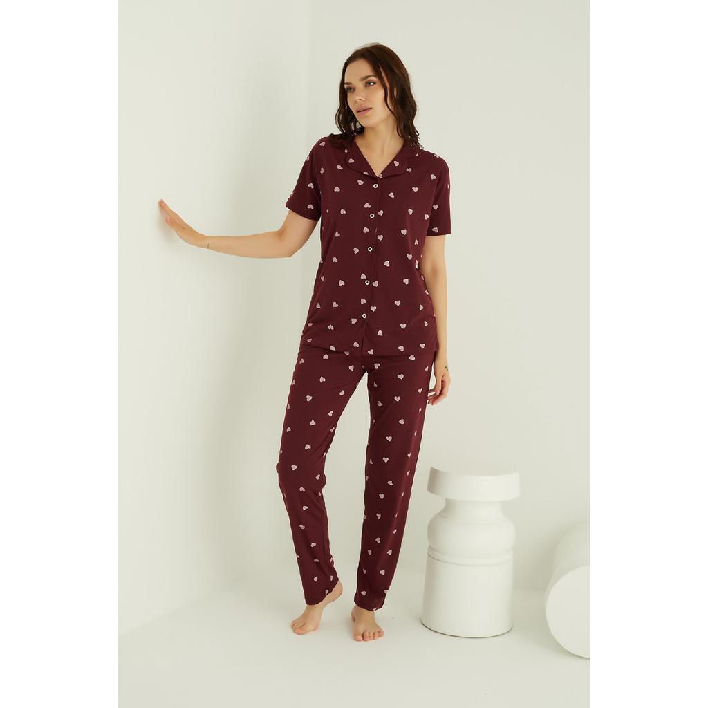 Хлопковый пижамный комплект на пуговицах