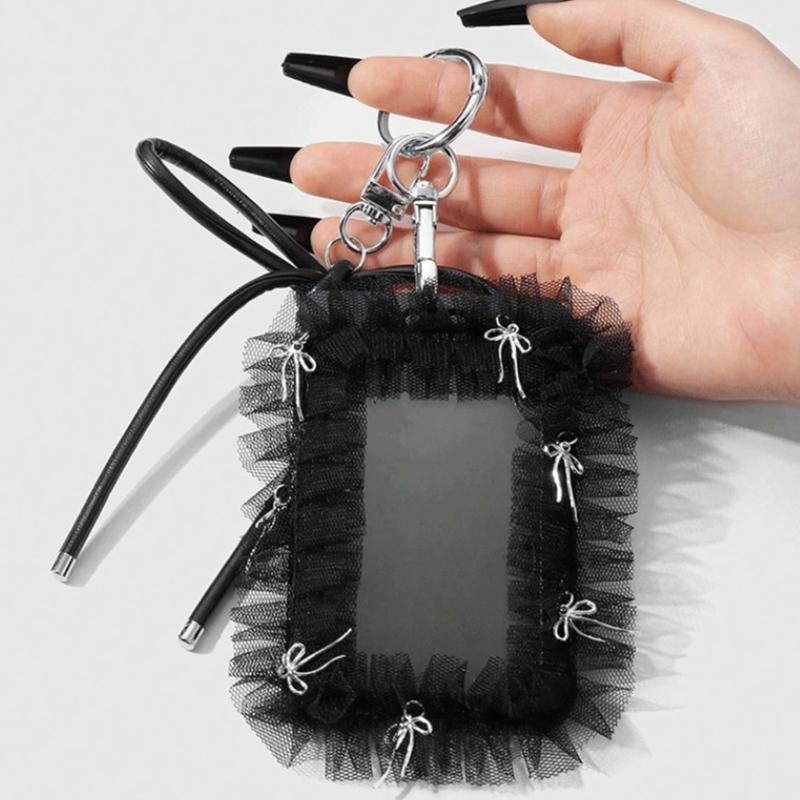 Элегантный Держатель для Бейджа Готский Бант Брелок Бусины Кружево Шарм для Карты Аксессуар Альтернативная Мода Брелок