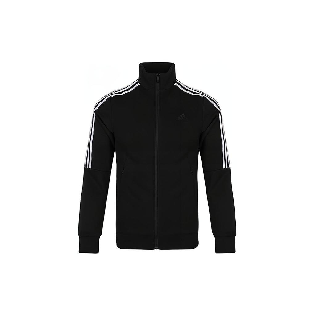 adidas Трикотажная куртка с воротником-стойкой, мужская верхняя одежда, черный цвет DW4598