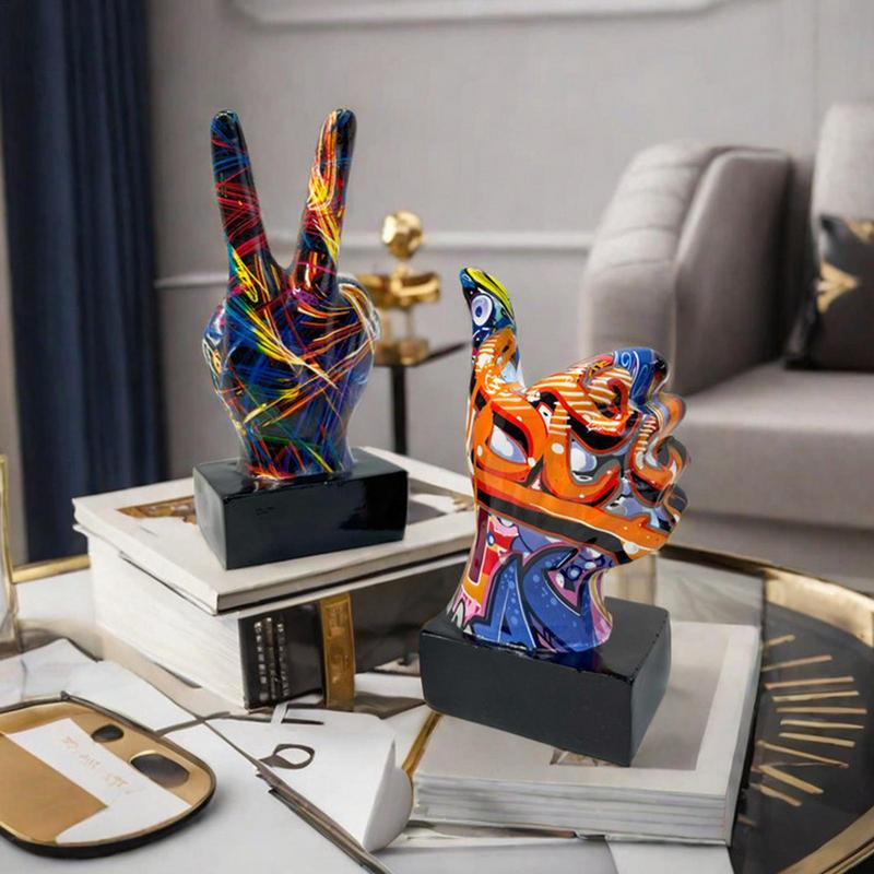 Graffiti Hand Gesture Ornament Art And Crafts Resin Gesture Statue Desktop Ring A Living Room Home Decoration