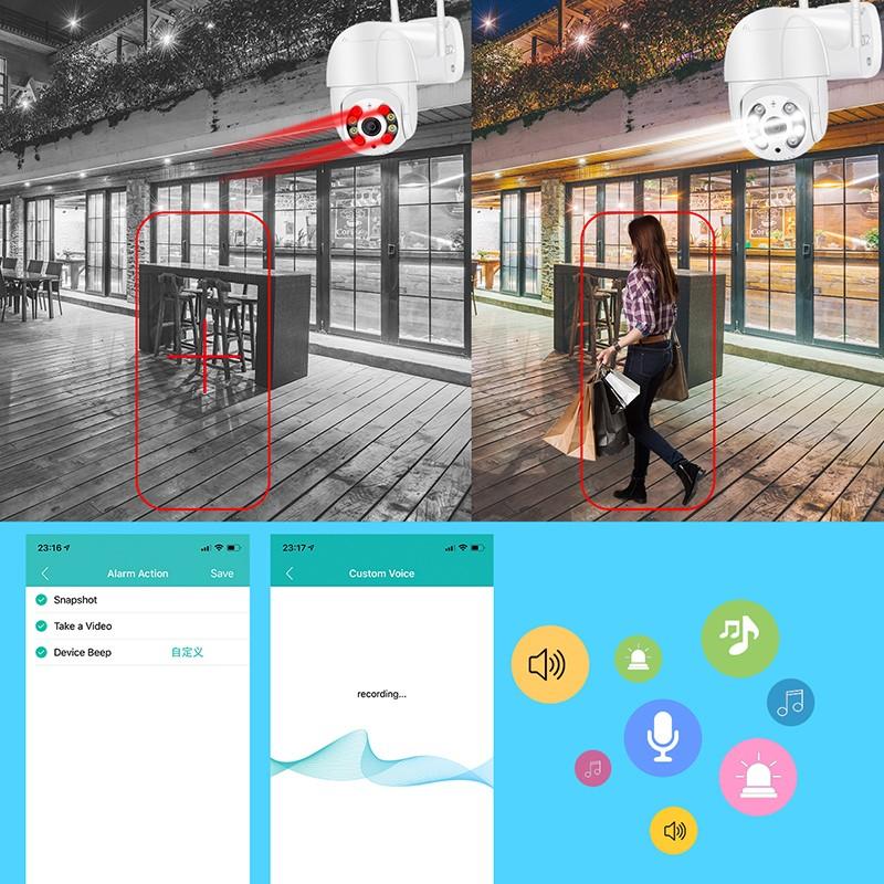 Беспроводная IP-камера 4K, наружная охранная Wi-Fi PTZ-камера, 4 МП HD, камера видеонаблюдения с автоматическим отслеживанием, P2P Onvif ICsee