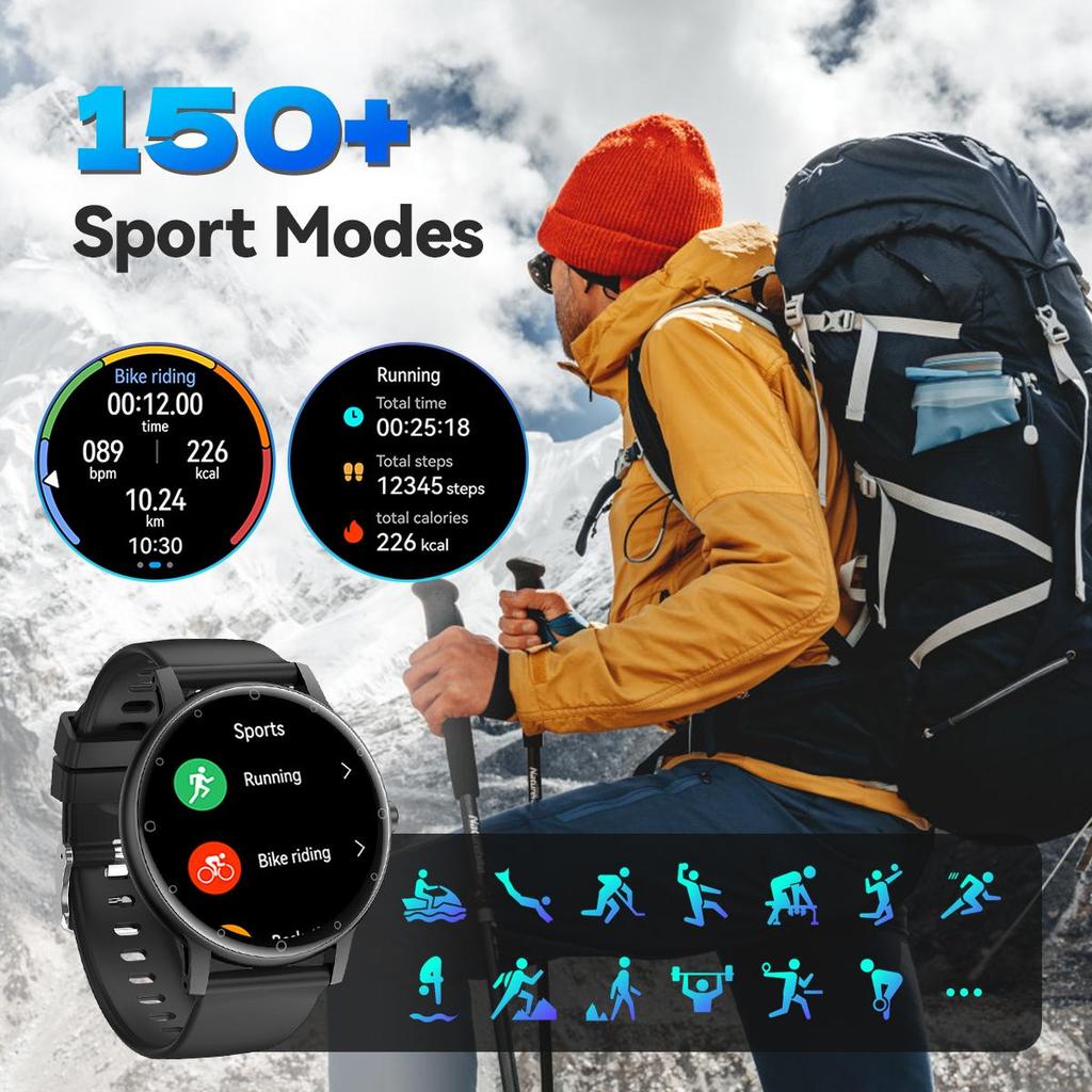 QTLLBT Спортивные умные часы удобный силиконовый ремешок беспроводной вызов шагомер расстояние трек управление музыкой оповещения о сообщениях многофункциональные подходящие