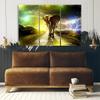 Three piece picture canvas print Elephant Animal Road Storm