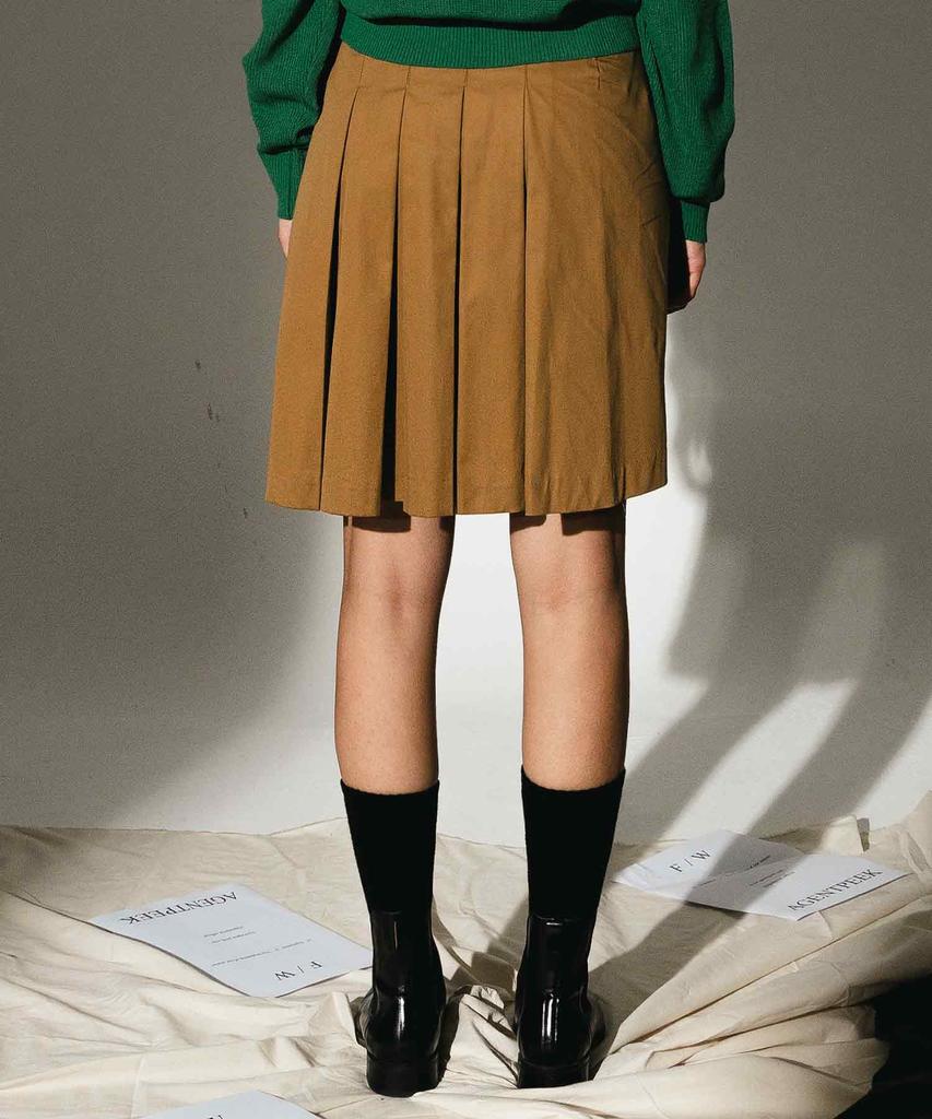 Agent Pick Agp Pleated Mini Beige Skirt