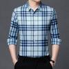 Весенняя новинка, мужская рубашка с длинными рукавами для людей среднего возраста, легкая деловая повседневная клетчатая кардиганная рубашка с лацканами, бесшовная мужская базовая рубашка