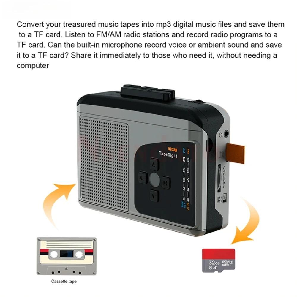 Ezcap234 Original Tape Cassette Player To MP3 Converter With Speaker AM/FM Radio Cassette Recorder To TF Card Audio Capture Card