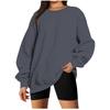 Autumn Winter Hoodie Women's Round Neck Solid Color Drop Shoulder Loose Pullovers