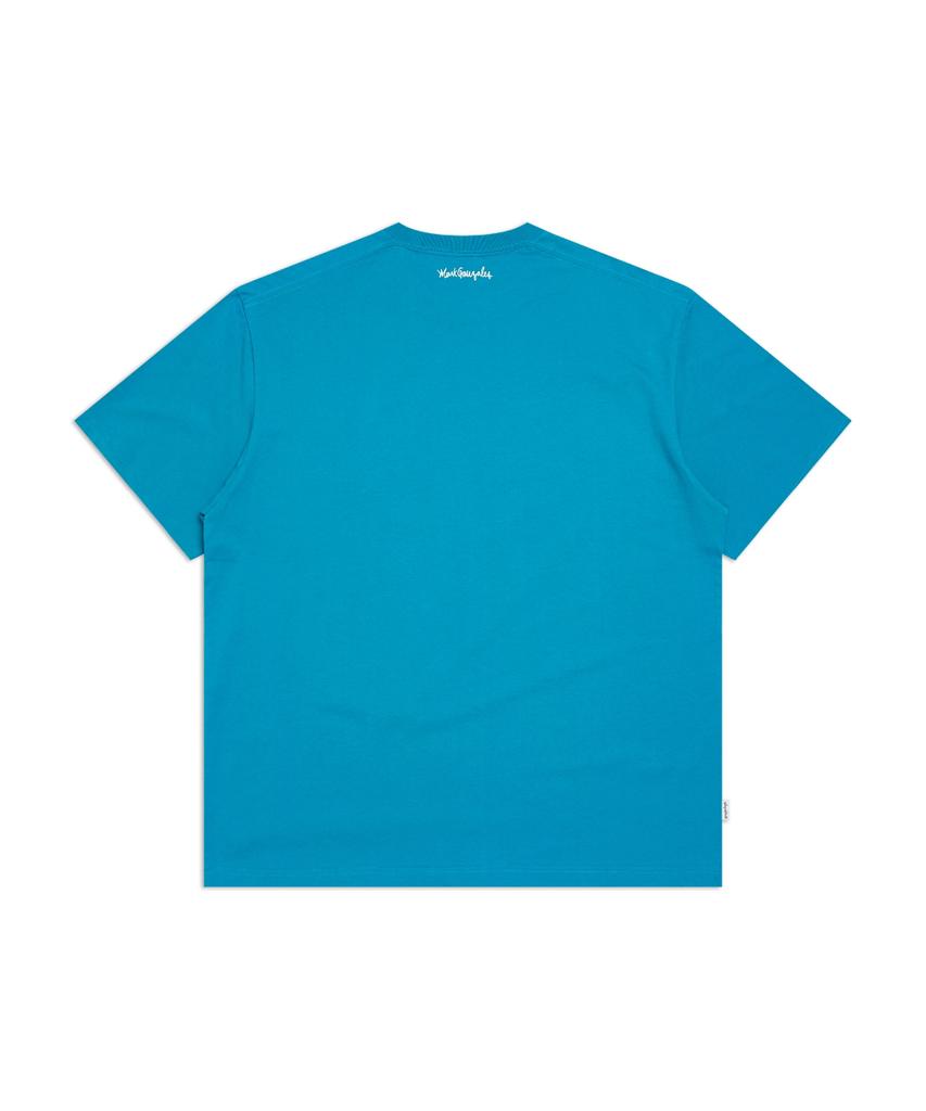 MARK GONZALES Hotfix Signed Logo Short Sleeve T-Shirt - Teal Blue