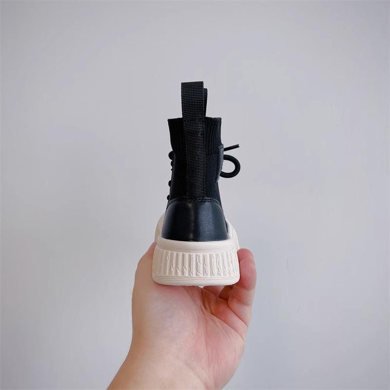 Новые осенние детские ботинки, обувь для девочек, вязаные иностранные носки, ботинки, удобные нескользящие одинарные ботинки для мальчиков,