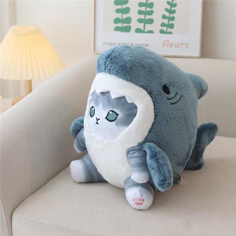 Очаровательная плюшевая игрушка «Акула-Кот»: Милая и забавная кукла-украшение для диванной подушки