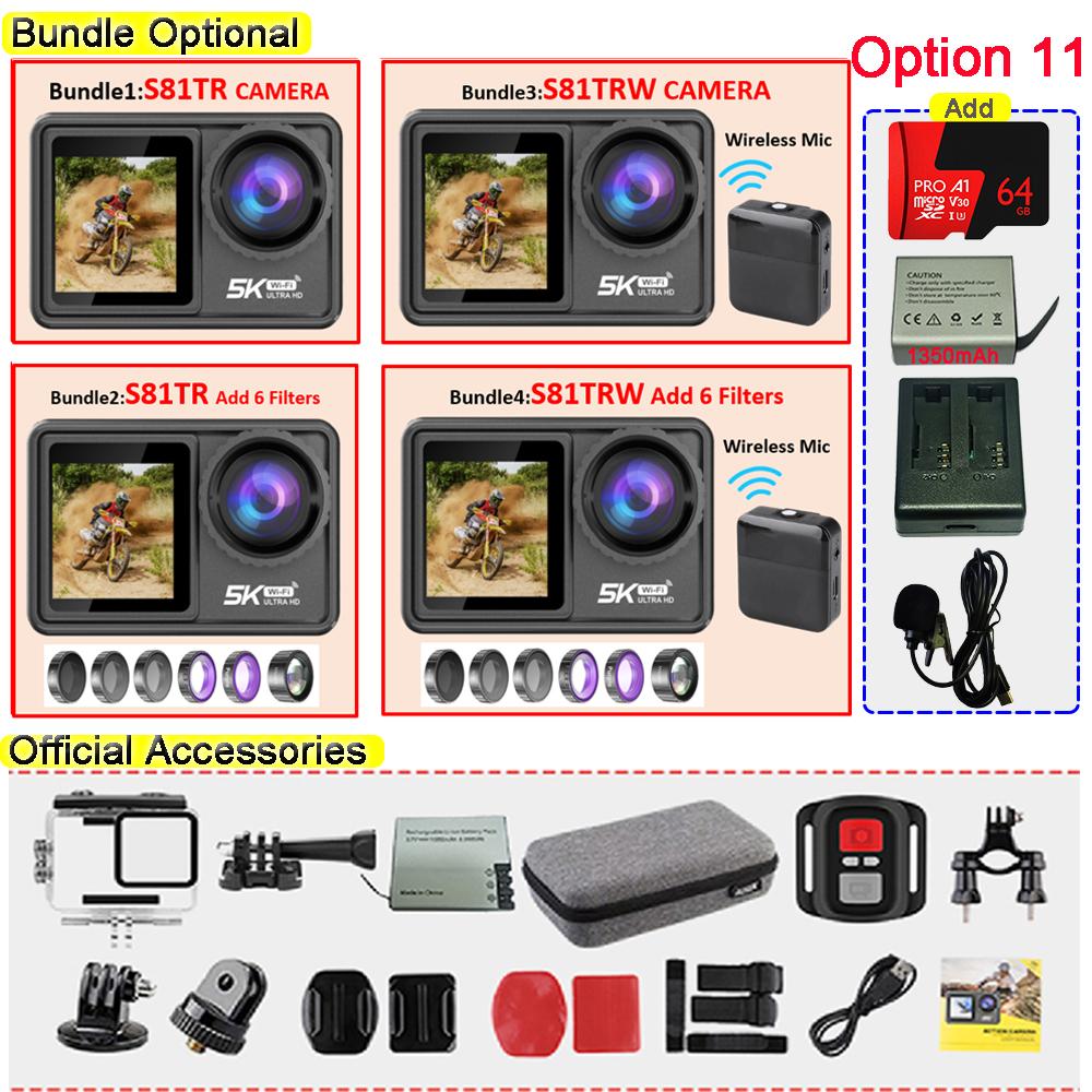 2-дюймовая IPS-камера с двумя экранами, видео 5K 30 кадров в секунду, 4K 60 кадров в секунду, 48 МП, EIS-видео, дополнительный фильтр, веб-камера 1080P, видеоблог, WiFi, спортивная камера