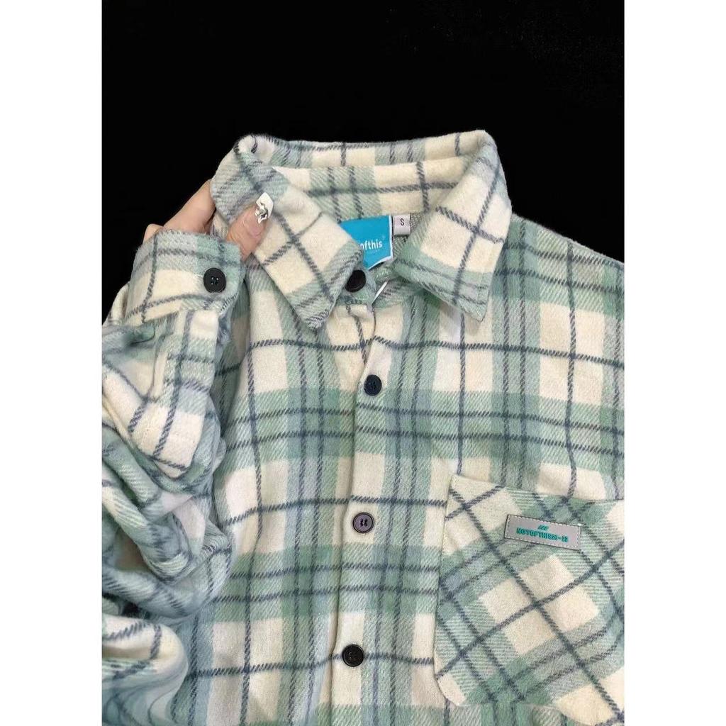 Весенне-осенняя женская рубашка с воротником поло, свободная повседневная клетчатая блуза, большой кардиган, женская блузка в корейском стиле