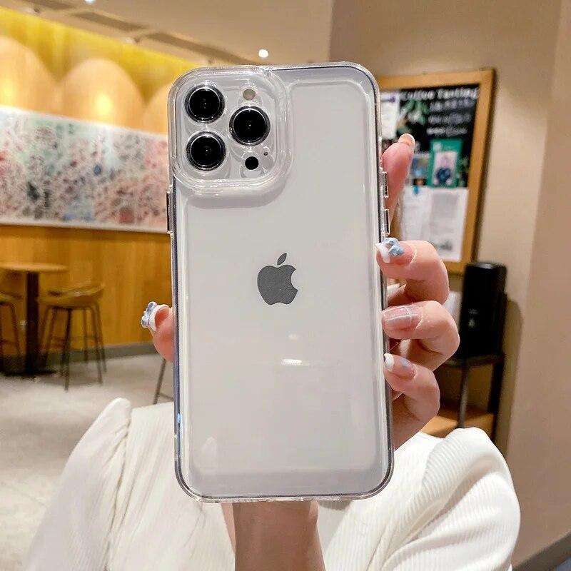 Роскошный прозрачный чехол для iPhone 17 13 14 15 16 Pro Max 12 11 Xs X XR 7 8 SE 2022 Coque Противоударный бампер Прозрачный мягкий силиконовый чехол Fundas