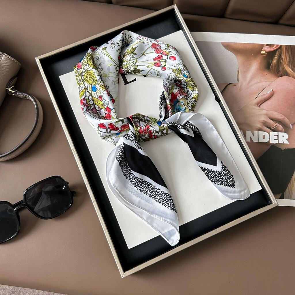 Шелковый шарф премиум-класса с принтом в корейском стиле - Универсальный модный аксессуар