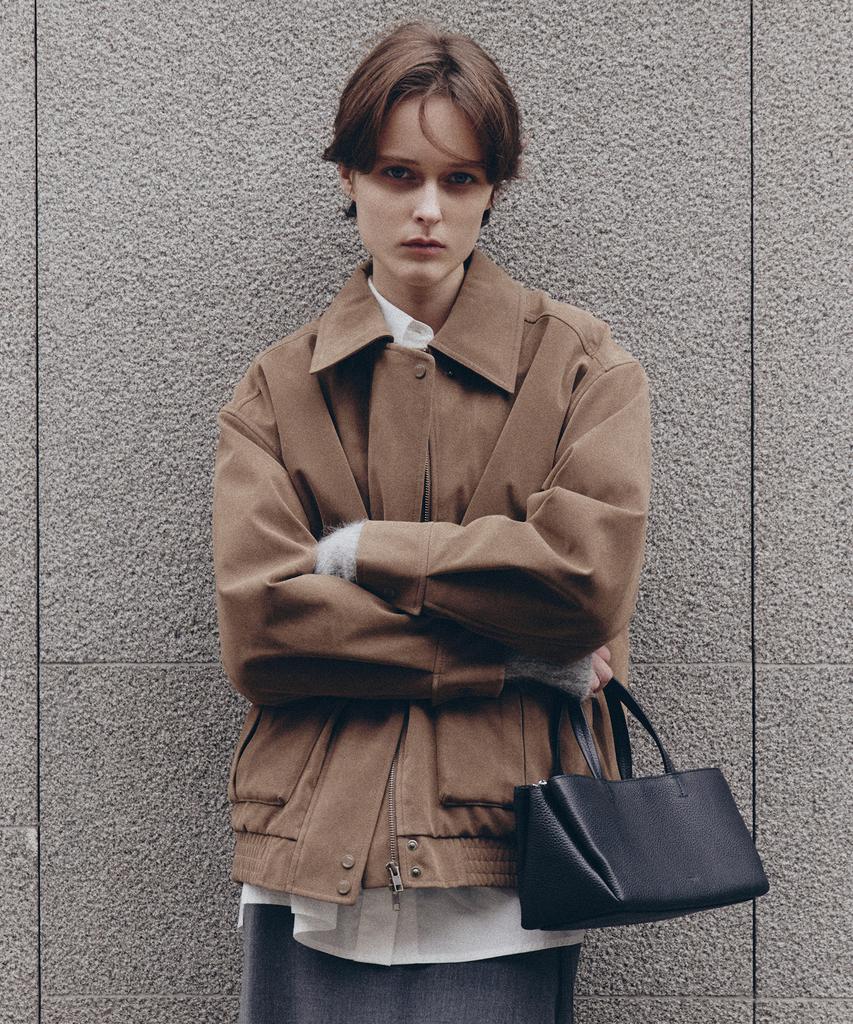 Artid Suede Oversized Blouson Jumper_Brown
