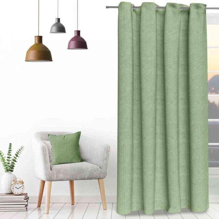 Velvet Eyelet Curtain 135X250 Cm VELVET Green, by Soleil D'ocre