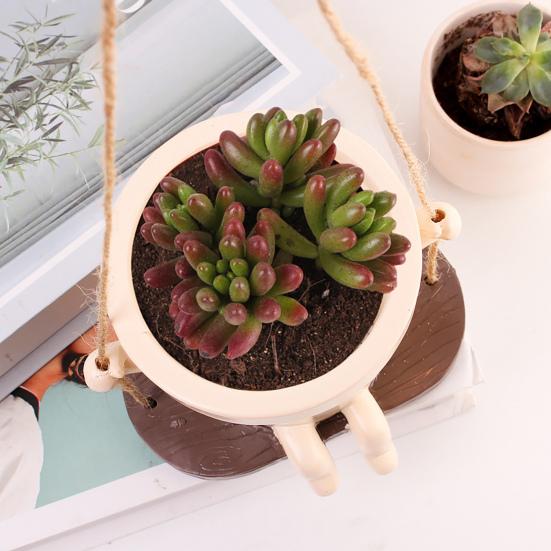 Качающийся лицевой горшок для растений с полимерной головкой, подвесной цветочный горшок с дренажным отверстием для помещений