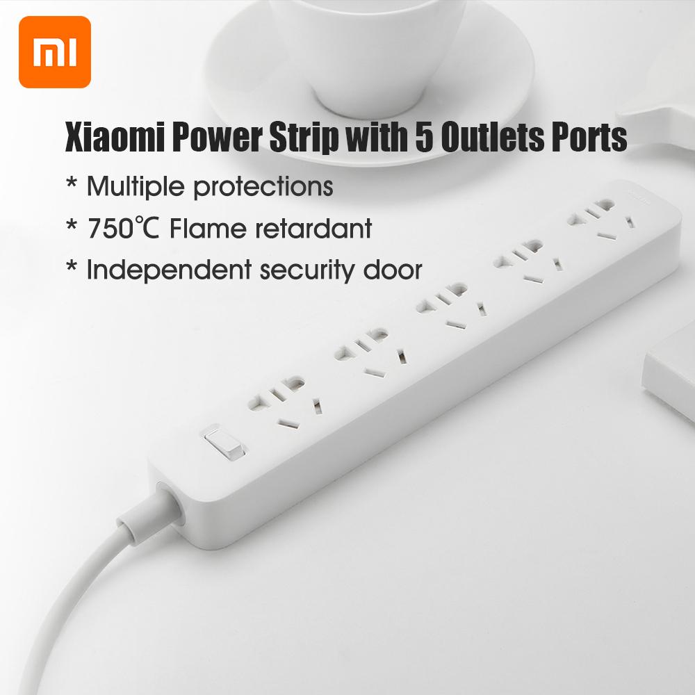 Удлинитель Xiaomi с заземленным сетевым фильтром, 5 розетками и плоской вилкой PowerPort