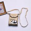 Women Cartoon Knitted Handheld Outdoor Crossbody Bag Leisure Cute Inclined Shoulder Bags Snap Button Mobile Phone Bags