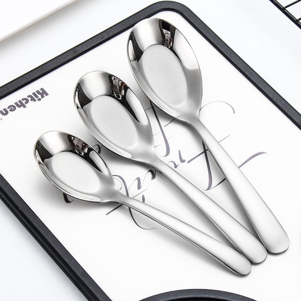 Home Cooking Stainless Steel Kitchen Soup Spoon Flatware Dinner Scoop Tableware