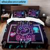 Neon Game Night Party 3pcs Bedding,Including 1pc Duvet Cover And 2pcs Pillowcases Perfect for Christmas,Ideal for Bedroom, Dormitory