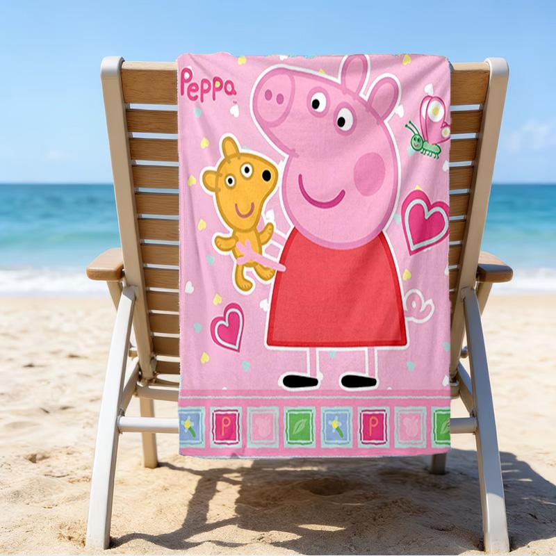 Dance Party With Peppa Microfiber Beach Towel, Lightweight And Quick-Dry, for Summer Travel, Beach Essential, Swimming Pool Outdoor