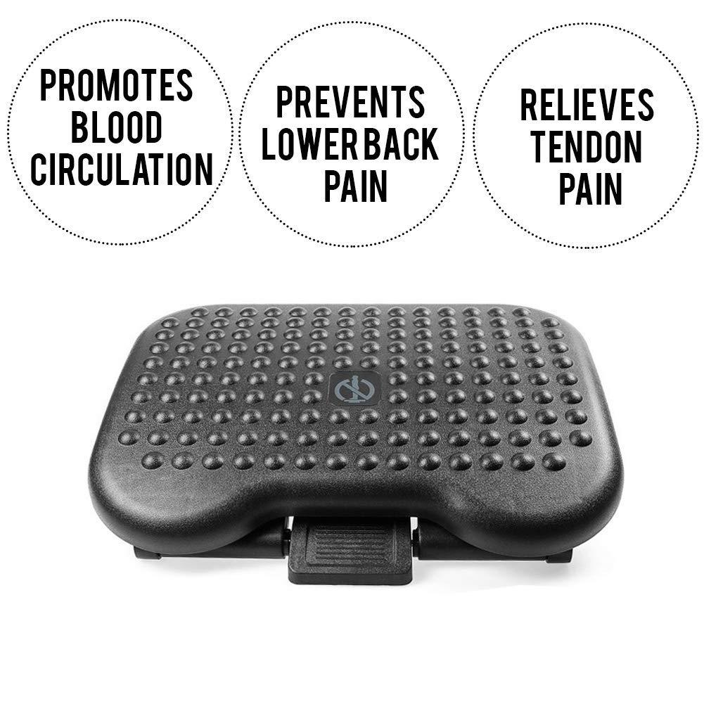 Регулируемая наклонная подставка для ног под стол Эргономичный массажер Многофункциональная подушка для ног Табурет для дома и офиса Здоровье Черный 45x35см