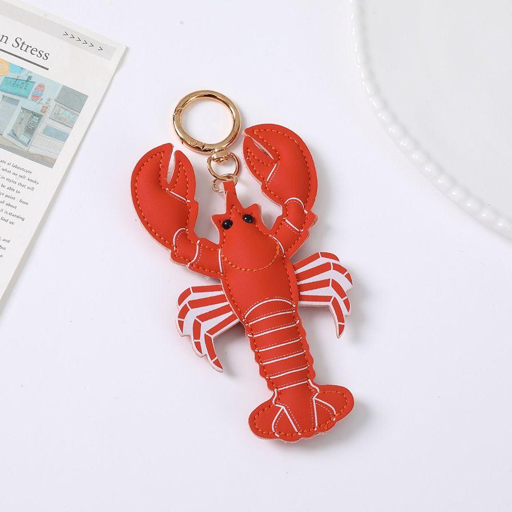 Cute Pu Crab Keychain Summer Bag Charm Multi-color Pu Leather Lobster Pendant Bag Ornament