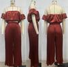 Elegant 25th Anniversary Strapless Pleated Long Pants Set In Solid Color