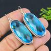 Blue Topaz Gemstone Handmade 925 Sterling Silver Jewelry Earring 2.25" J2V63