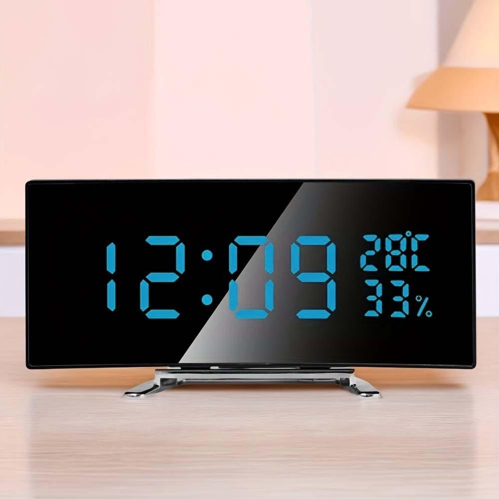 Curved Screen Digital Alarm Clock Large Table Clock Multi-function Desk Clock  Table Use