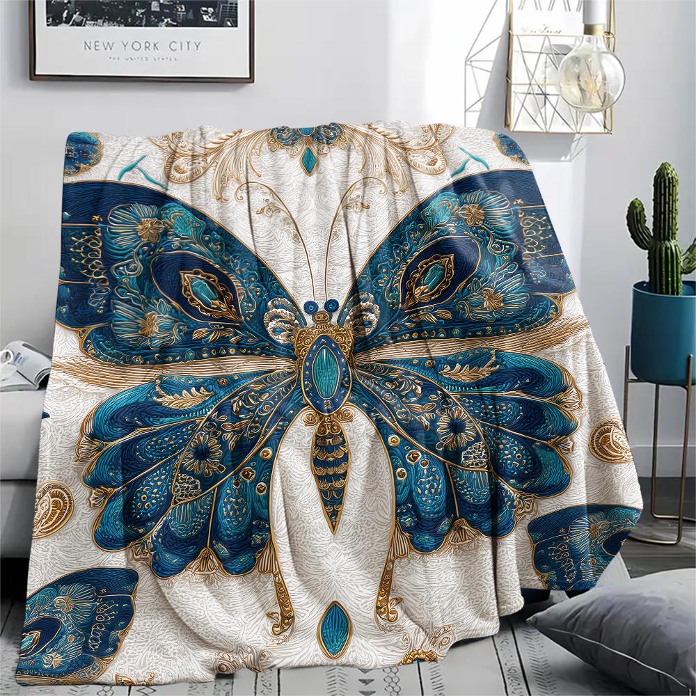 puppy vintage butterfly Print Flannel Blanket,High quality Comfortable for All Seasons,Home Decor,Warmth and Comfort,Perfect for Christmas Gifts