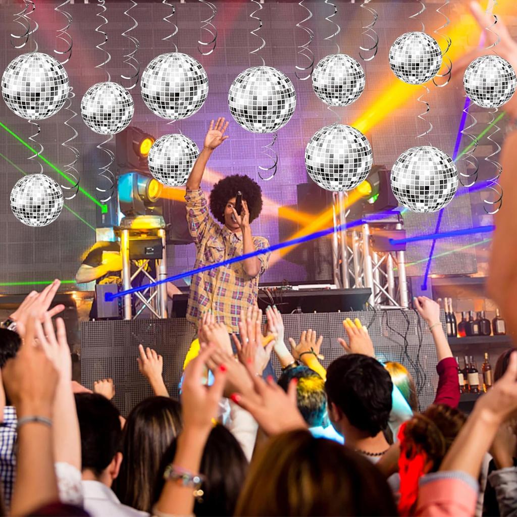 54 Pieces Disco Party Decorations Disco Ball Hanging Swirls 70s Party Hanging Swirls Ceiling Decor for Disco Fever Party 70s Hippie Birthday Party